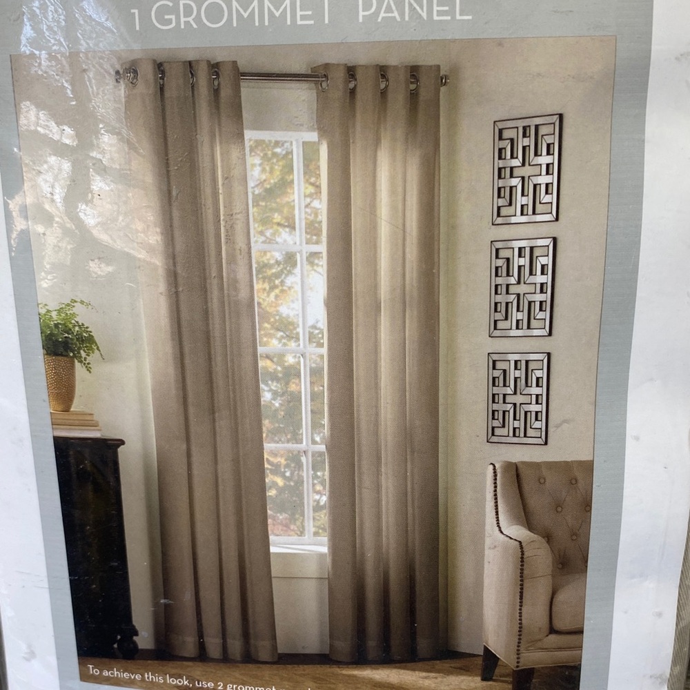 Newport Natural Tan Cotton Grommet 84” Curtain Drape Panel NEW